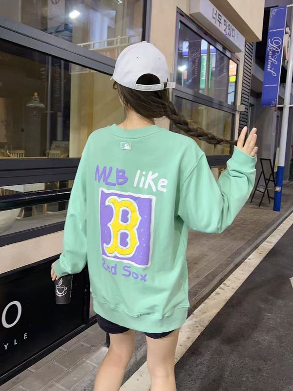 正确高品MLB韩国潮牌秋冬新款发泡涂鸦印花男女同款宽松圆领卫衣|undefined