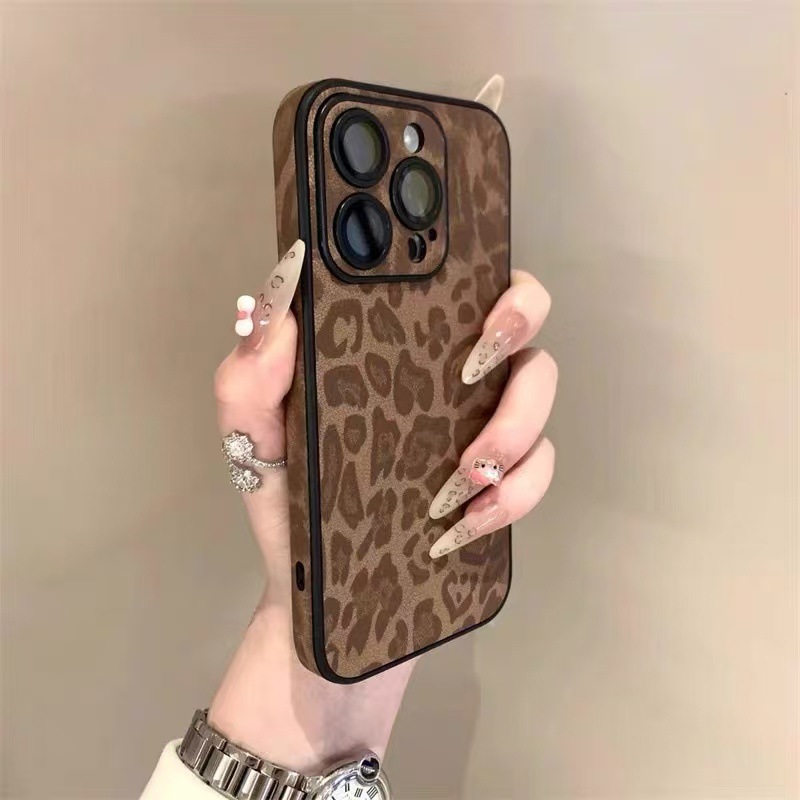 Película de lente iphone16ProMax con estampado de leopardo de color sólido simple 13 Funda para teléfono móvil para Apple 15 Mujer 14 Pareja 13