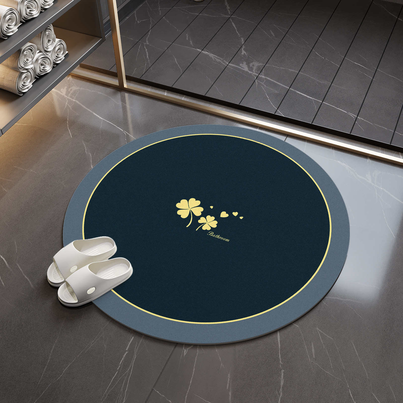 Baño redondo inodoro almohadilla de suelo de barro de diatomeas suave almohadilla de absorción de agua puerta de baño anti-deslizante pie de baño inodoro