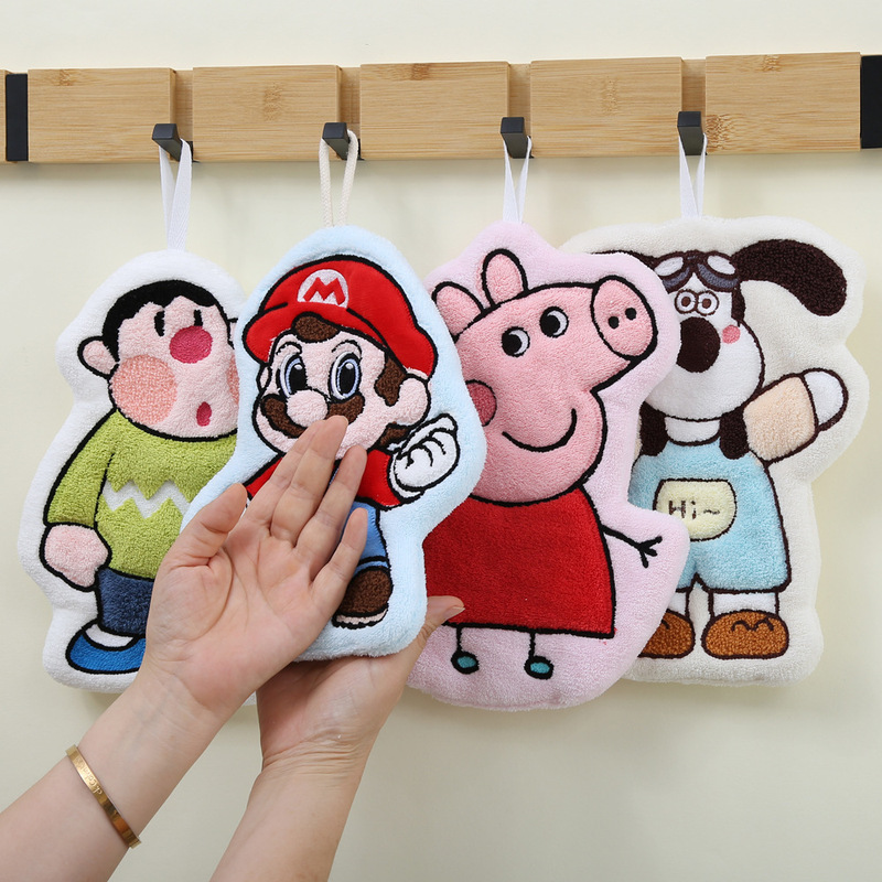 Cartoon Character Hand Towel Coral Fleece Creative Peppa Pig Children's Hand Towel Kitchen Bathroom Hanging Small Towel Cartoon Character Hand Towel Coral Fleece Creative Peppa Pig Children's Hand Towel Kitchen Bathroom Hanging Small Towel