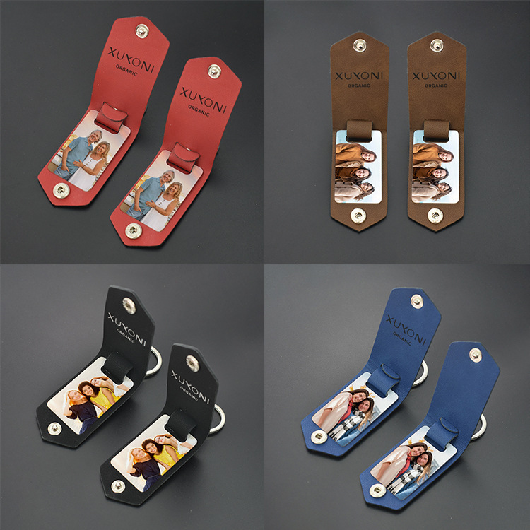 Cross Border Blank Thermal Transfer Leather Removable Keychain Laser Multifunctional DIY Leather Key Leather Cover Printed Photo