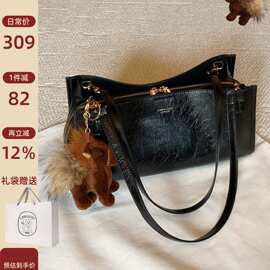 CANDYN&KITE暖手可可托特包包女款黑色质感通勤单肩包手提斜挎包