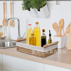 シンプルな紙ひも編みかご整理かごスナック手提げ式物置かご浴室便器木取っ手収納かご