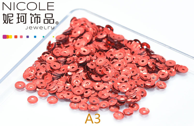 Austria importó lentejuelas 4mm cóncavo bordado francés Glitter Ropa Accesorios 10g Pack