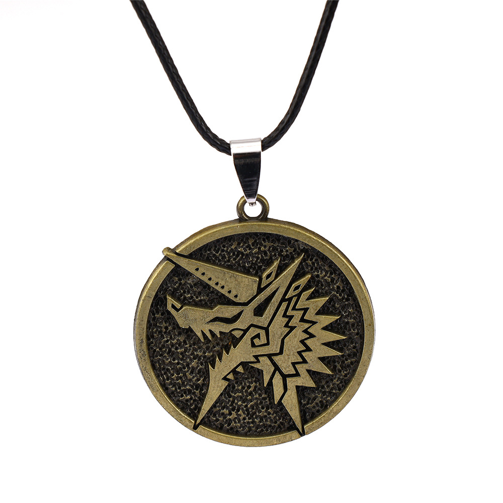 A-1955 Bronze Thunder Wolf Dragon Necklace