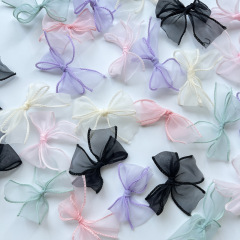 3 センチメートルフィッシュテールガーゼリボン弓メッシュリボン弓ジュエリーヘアアクセサリー衣類 diy 人形装飾アクセサリー
