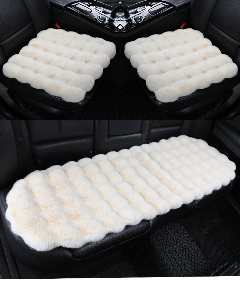 temu Amazon new bubble velvet car cushion rabbit plush warm winter three-piece plush
