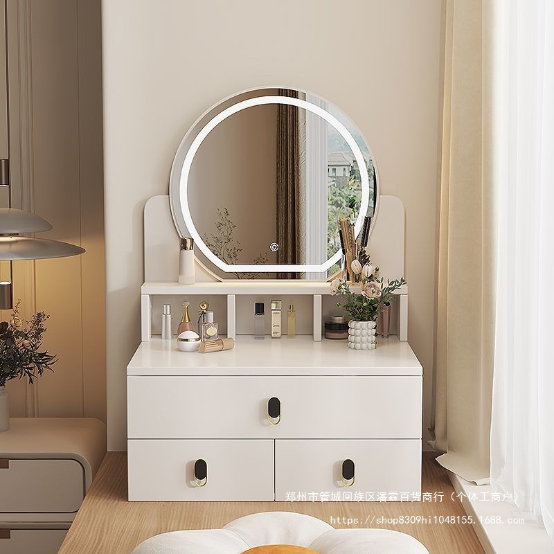 Cream-Style Bay Window Dressing Table Small Makeup Table Simple Modern Bedroom 2025 New Flip Bedside Table Integrated