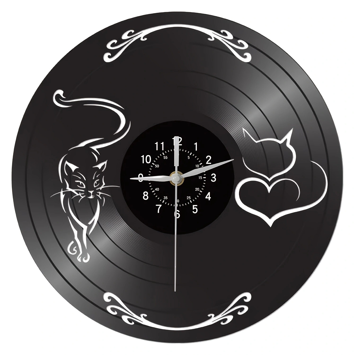 Vinilo creativo vintage arte decorativo lindo gato Reloj de pared moda dormitorio decoración hogar Reloj de pared