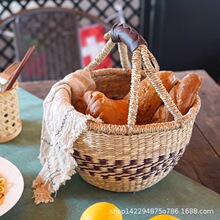 编织篮手工元素手提篮✅越南桌面收纳ins风野餐海草装饰非洲买E18