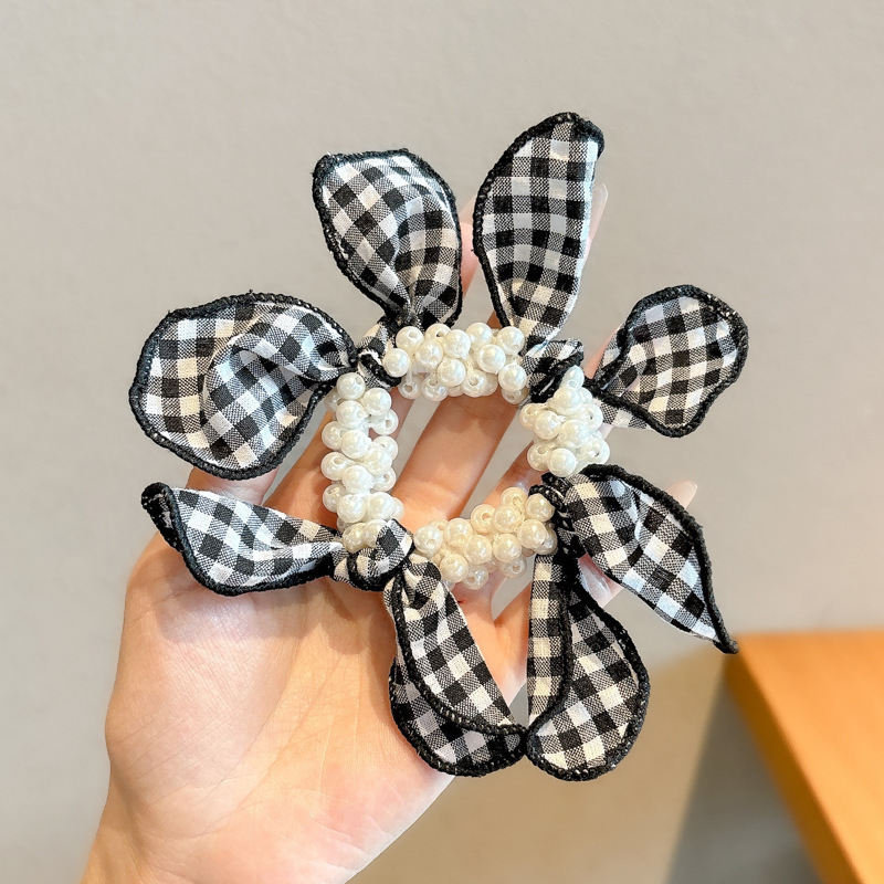韩系春夏蝴蝶结大肠发圈女款蕾丝碎花头绳粉色方巾大号发饰|undefined