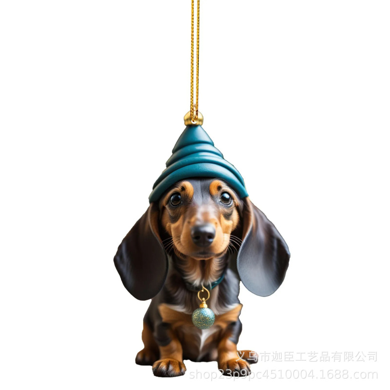 国境を越えた新製品クリスマス装飾品ソーセージ犬ストラップ平面クリスマスツリーストラップクリスマスツリーストラップ|undefined