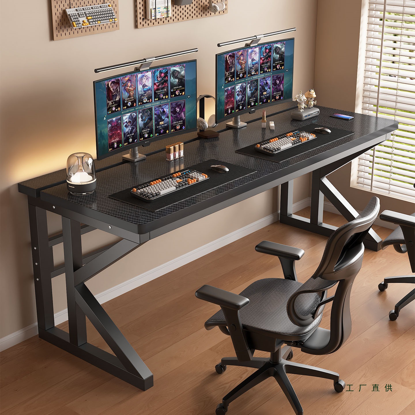 Solid Wood Computer Desk Student Study Home Writing Desk E-Sports Table Rectangular Bedroom Double Office Desk