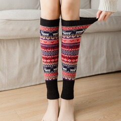 日系襪子小鹿雪花堆堆襪套女秋冬保暖護腿襪不過膝小腿襪針織撞色