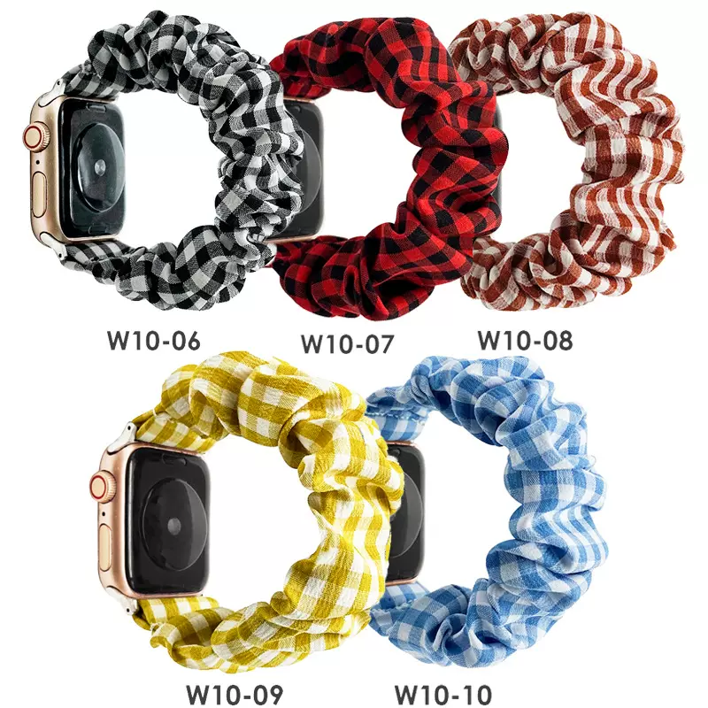 适用于VERSA Apple iWatch苹果发圈表带格子弹力表带 厂家可制作