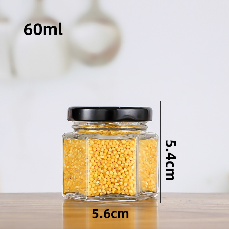六角储物罐厨房用玻璃酱菜瓶透明大容量蜂蜜瓶空瓶500ml现货批发|undefined