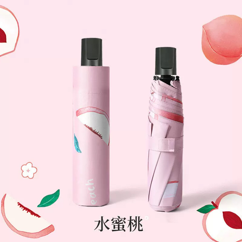 Manual 8-bone fruit umbrella peach powder