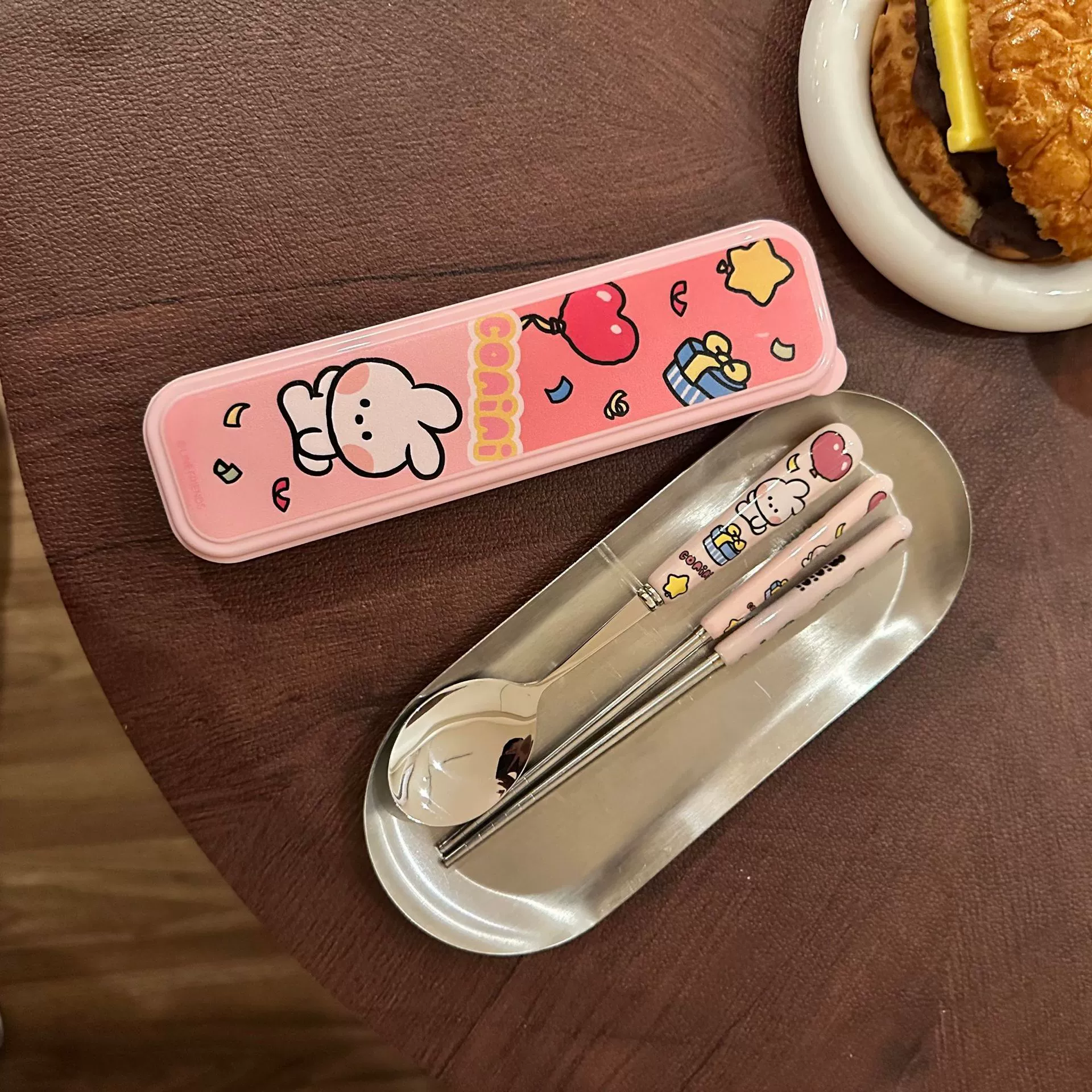 Genuine high quality tableware stainless steel, cute ceramic handheld set for home use