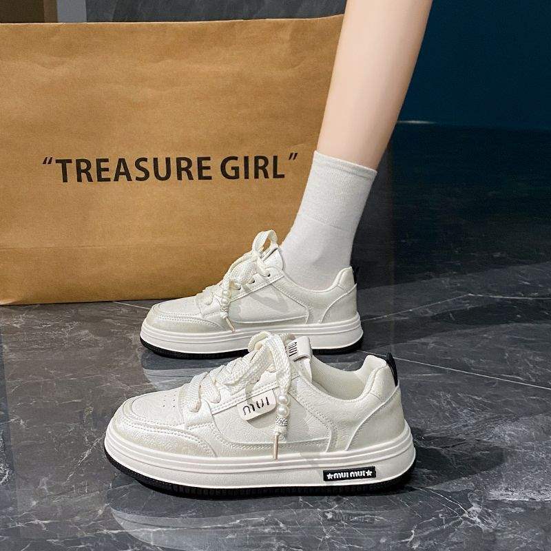 Yang Mi mismo estilo zapatos de mujer 2025 primavera y otoño nuevos zapatos casuales de suela gruesa zapatos de tabla ins zapatos blancos transpirables de todo fósforo mujeres