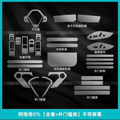 Avita 07L interior protection, center: Car interior film - avita-07l-full-set-exterior-door-sill-strips-without-screen