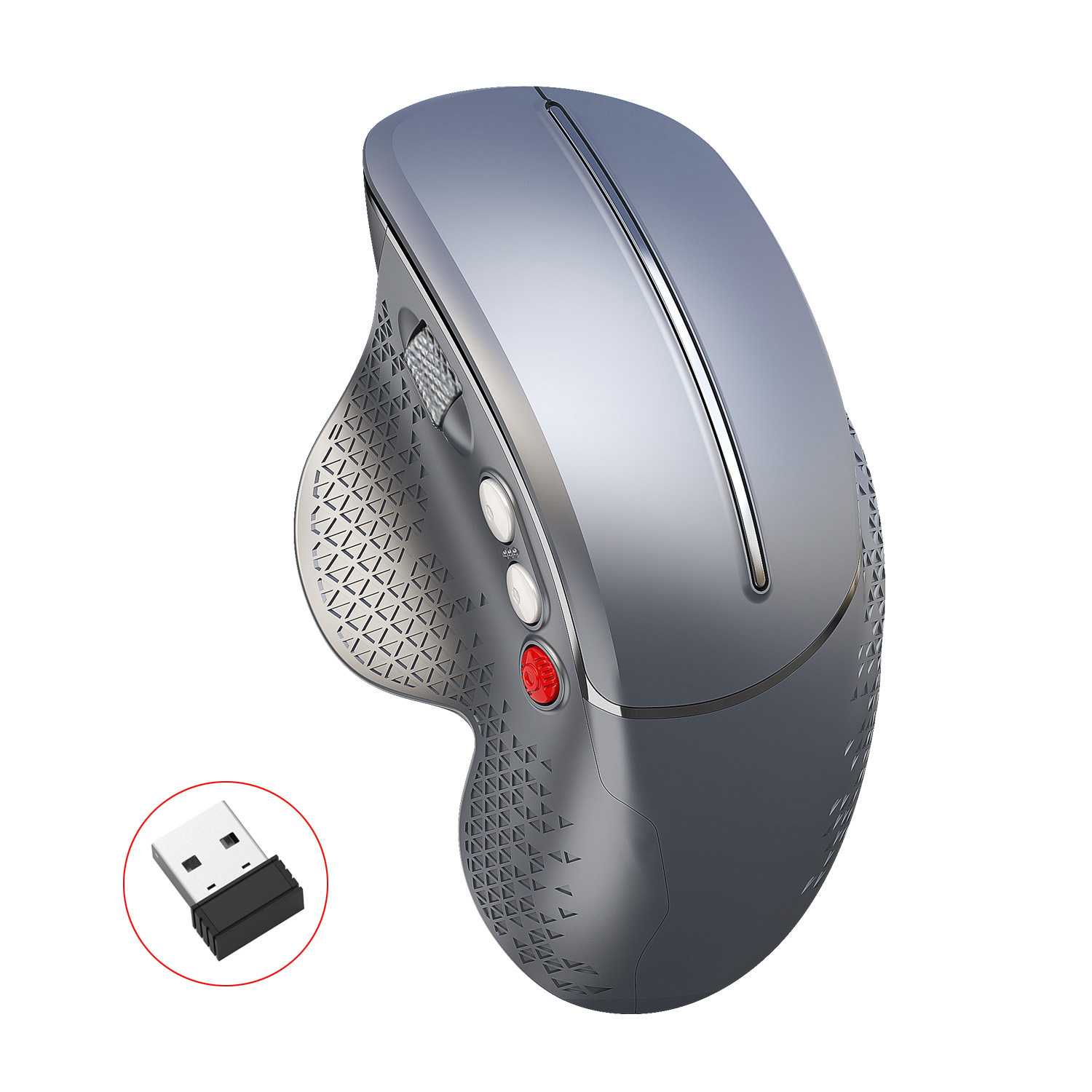 Mysz bezprzewodowa pionowa T322.4G Ergonomiczna konstrukcja Wygodny uchwyt, boczna rolka metalowa_voghion.com