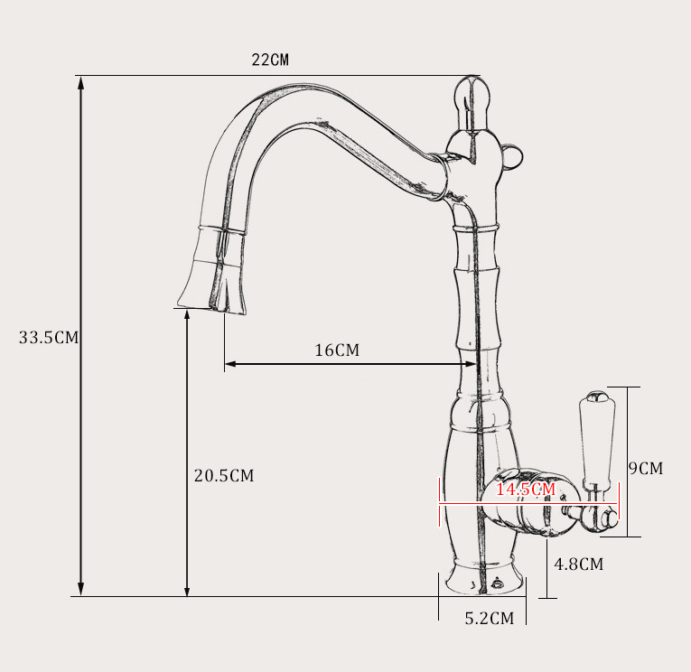French retro copper washbasin faucet, bathroom, household bathroom counter basin, hot and cold rotating pull-out faucet, splash-proof undefined