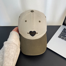 洋气百搭复古爱心刺绣软顶鸭舌帽子女韩版休闲百搭宽檐运动帽显脸