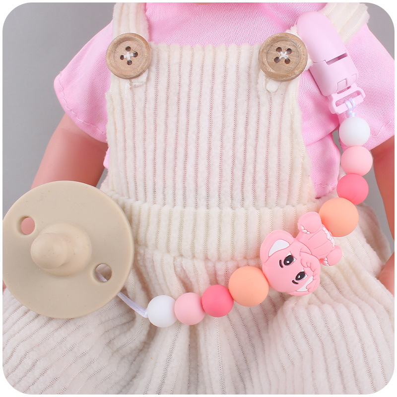 Bebé chupete cadena bebé creativo dibujos animados animal elefante silicona mordedura molar anti-gota cadena Nuevo