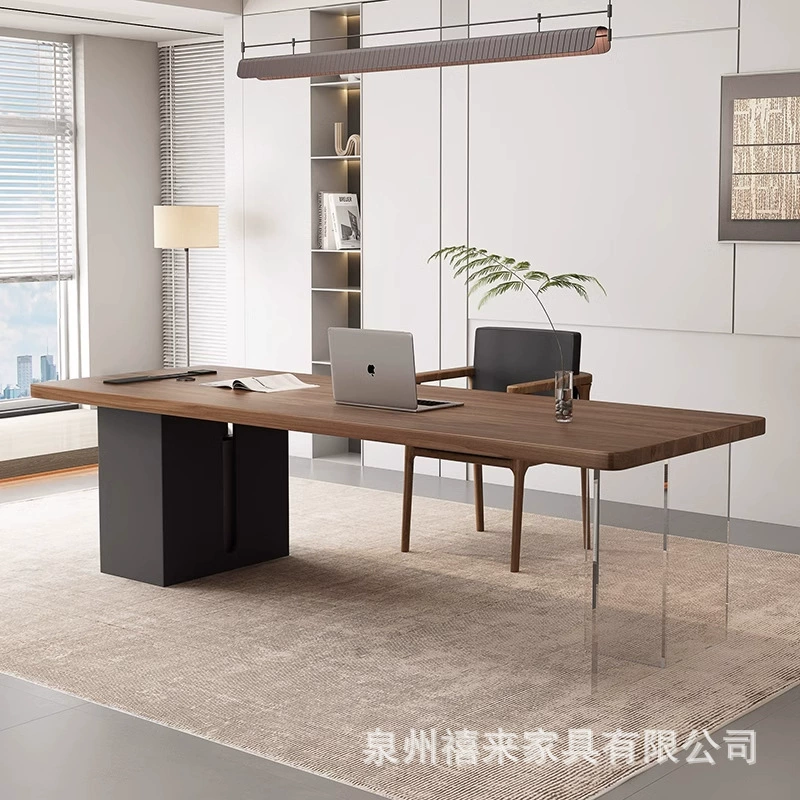 Письменный стол из цельного дерева, акриловый прозрачный подвесной стол для начальника, стол для генерального директора, простой современный креативный компьютерный стол