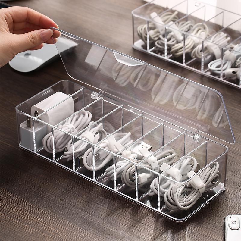 Dust-Proof Storage Cable Management Box Hub Organizer Box Desktop Data Cable Storage Box Mobile Phone Charging Cable Power Cord Buckle