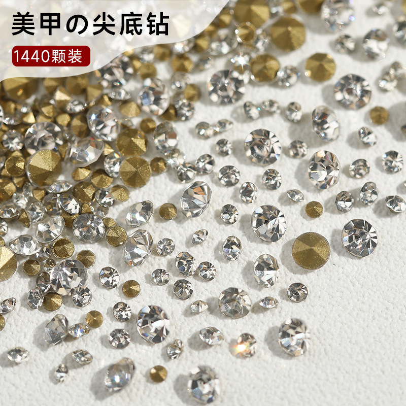 1440 online celebrity nail art pointed bottom diamond jewelry transparent rhinestone filling pile diamond nail glass crystal diamond wholesale