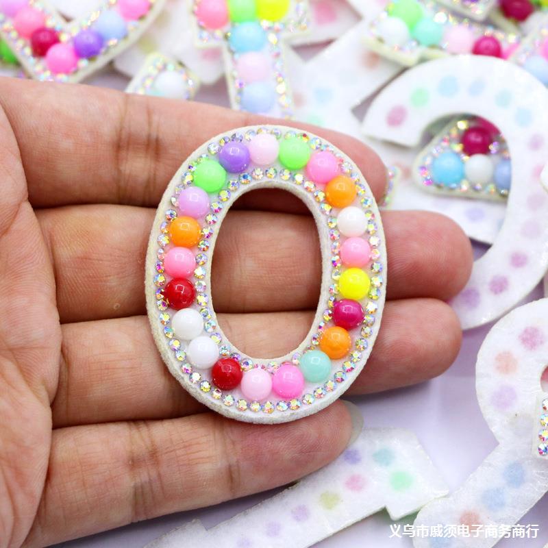 英文字母A-Z数字花朵爱心钉珠绣布贴服装箱包鞋帽手工珠绣绣花章