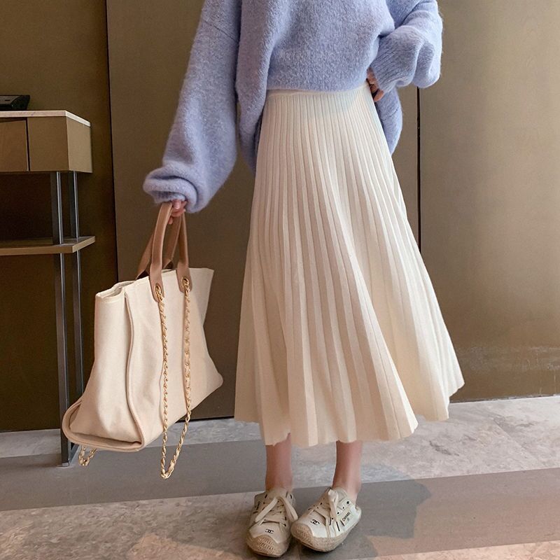 knitting skirt Autumn and winter Mid length version Elastic Paige Show thin Cover the belly Umbrella skirt Wool Bouffancy longuette