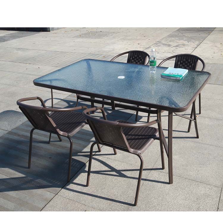 Mesa y silla al aire libre con paraguas combinación patio al aire libre jardín mesas y sillas tres piezas set casero ocio al aire libre balcón tabla plegable image 13