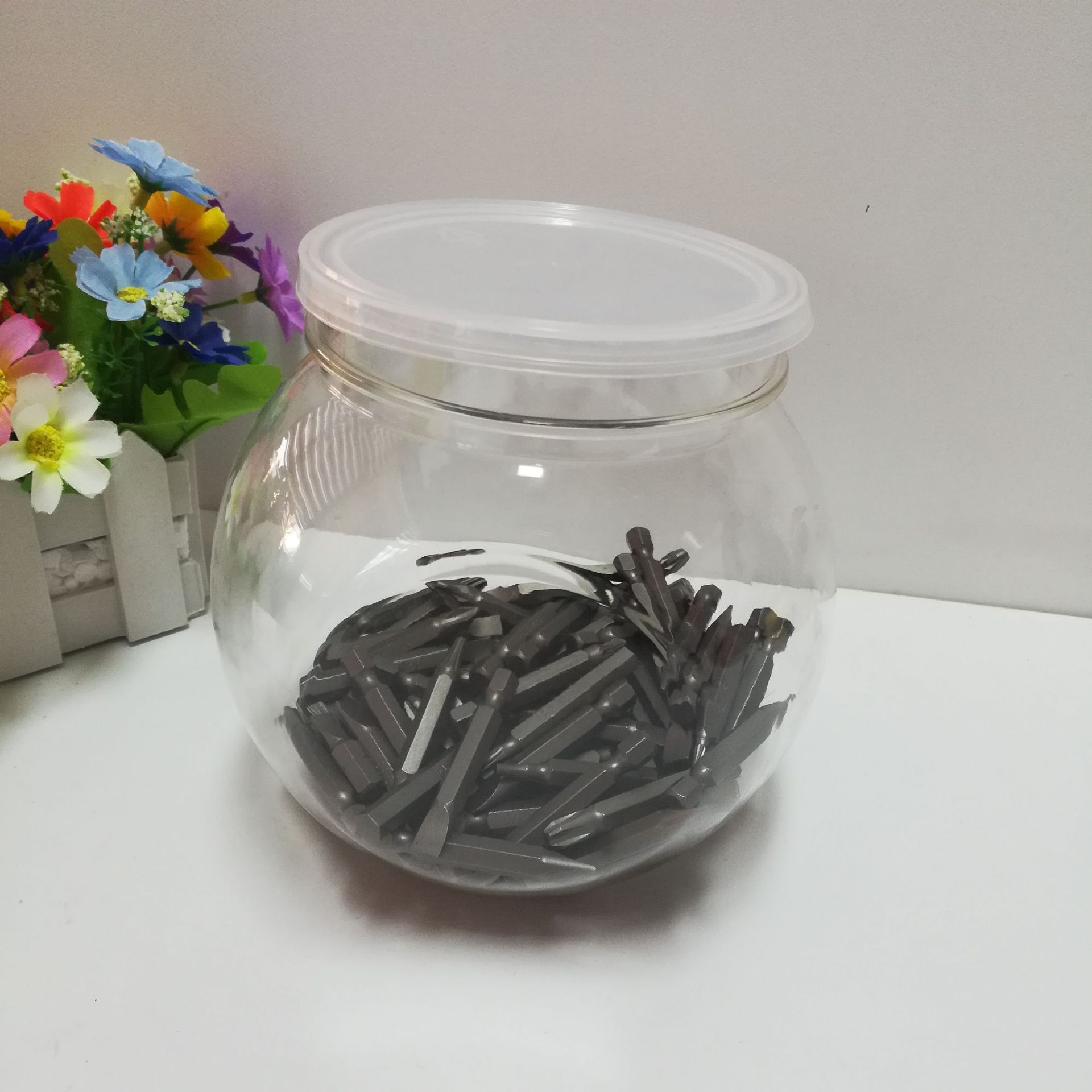 厂家批发1.35L斜口塑料罐热销款广口塑料瓶塑料罐食品罐礼品罐