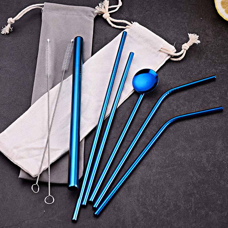 Cross-border 304 paja de acero inoxidable fábrica al por mayor Amazon color tubo de beber paja de metal leche té paja