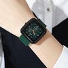 Trend square fashionable silica gel hair band for leisure, dial, quartz watch, simple and elegant design, wholesale