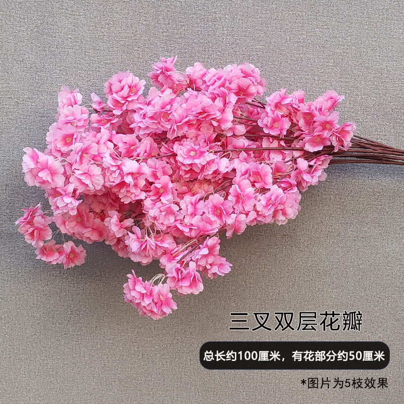 Simulated cherry blossom branch wedding peach plastic fake flowers ceiling drapery flowers indoor exhibition hall floor landscape decoration