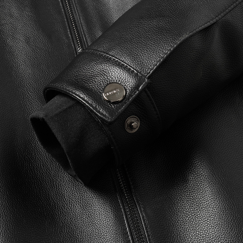 Short fitted leather keep warm down jacket, genuine leather, cowhide, increased thickness