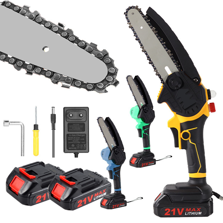 8寸有刷充电式电链锯修枝锯无线伐木锯果园修剪锂电锯手持 电锯