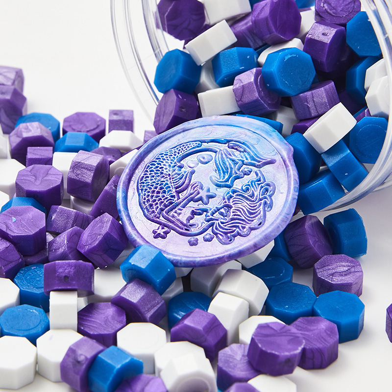 Cera de pintura al fuego, juego completo de sellos de pintura al fuego, octogonal, transparente, colorido, bolsa de colores mezclados, cera, venta al por mayor barata