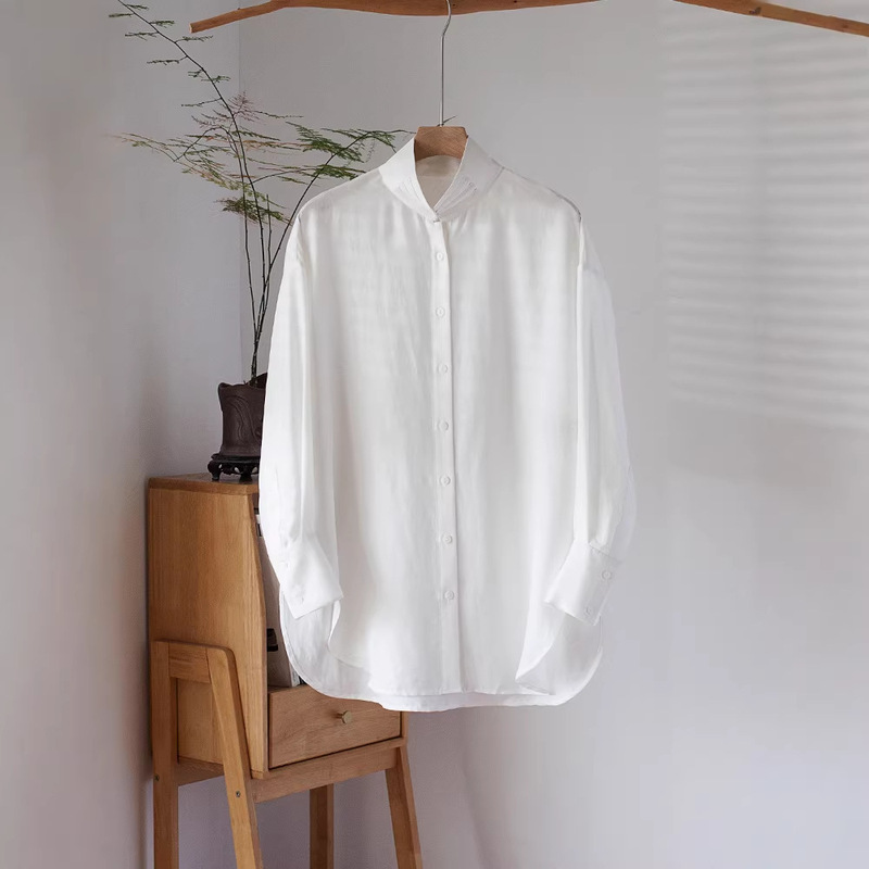 Silk New Chinese-Style Shirt Top for Women 2026, Made of Mulberry Silk with Chinese-Style Buttoned Vest and Sun-Protective Cardigan