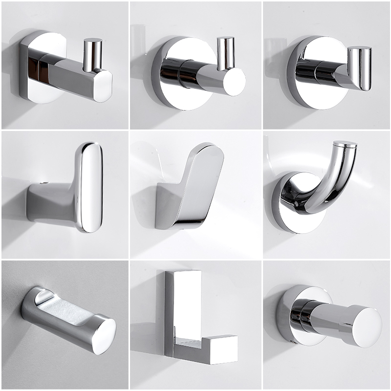 All-Copper Chrome-Plated Clothes Hook for Hotel, Single Hook for Bathroom, Wall-Mounted, Behind-The-Door Coat Hook, Wall Hook for Storage