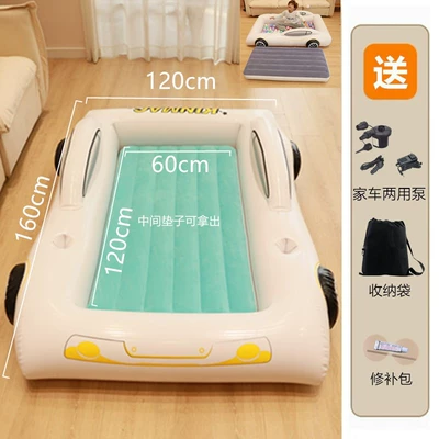Bed, High-Speed Rail Sleeping Gadget, Vehicle-mounted inflatable bed - car-styling-home-car-dual-use-large-inflatable-bed-white-green-removable-center-pad