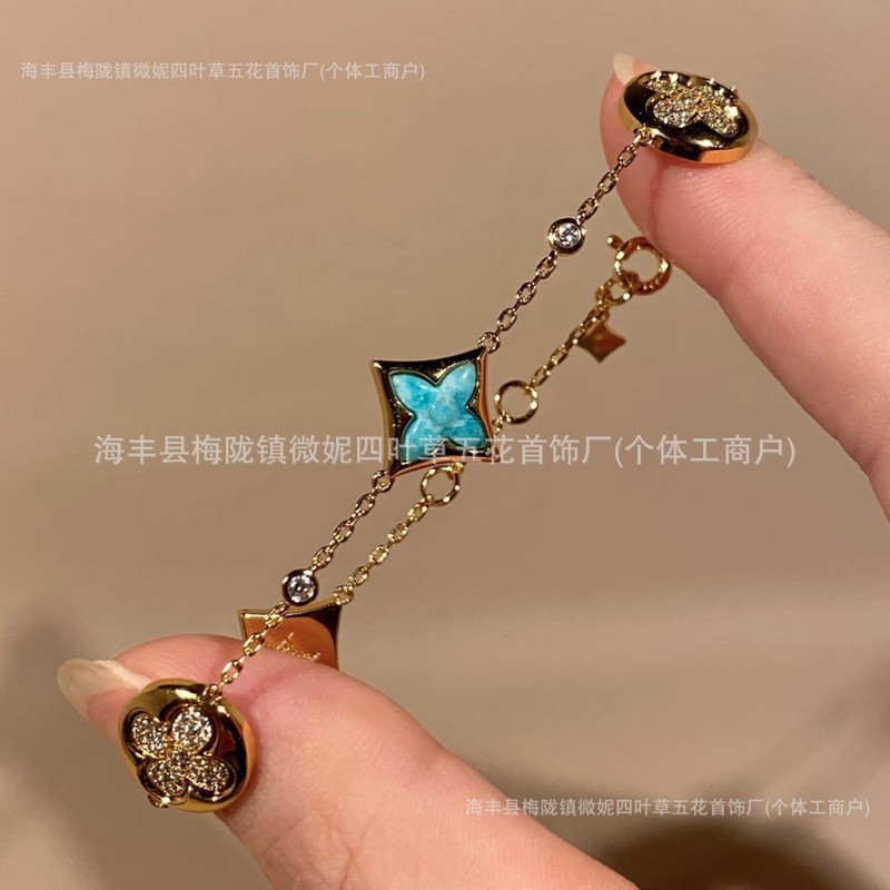 2025新款cnc高版驴家四叶草四花五花手链女电镀18k老花项链直播|undefined