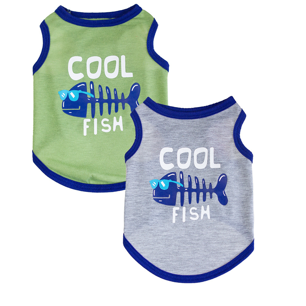 New arrival European and American-style vests for dogs—spring/summer collection featuring cute fish and cat designs, wholesale directly from the manufacturer—available on cross-border Amazon.