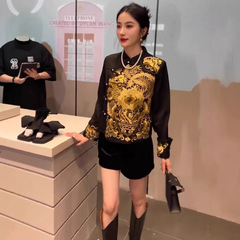 2025 秋の新作中国風の女性の中国風プリントボタンジャケットツーピーススーツパンツライト高級ハイエンド