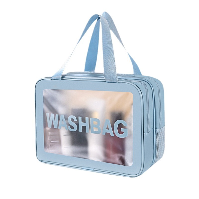 Neceser de Viaje Portátil de Doble Capa de PU Impermeable para Viaje y Baño