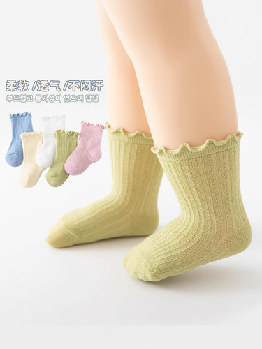 Baby socks, spring and summer thin mesh breathable combed cotton, newborn baby, non-binding legs, children's medium socks, kids