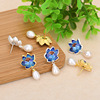 Fashionable ethnic fresh earrings from pearl, ethnic style, silver 925 sample